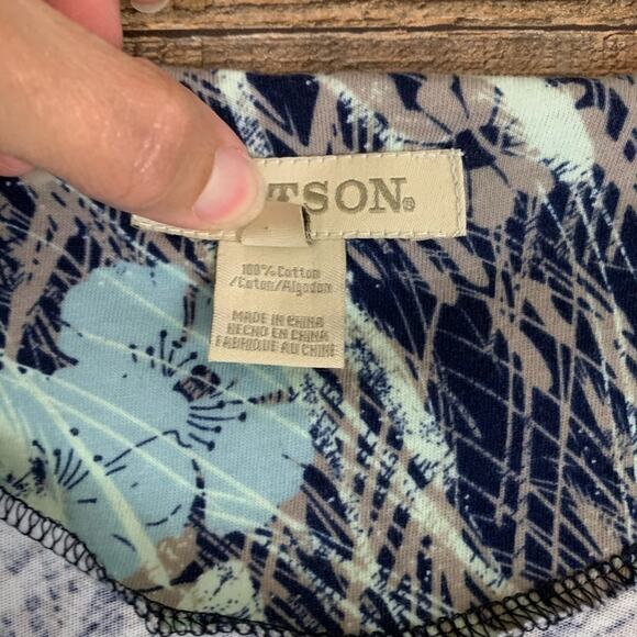 Stetson Cropped Sleeve Floral V-Neck Dress Blue Gray Size Medium - Picture 6 of 9